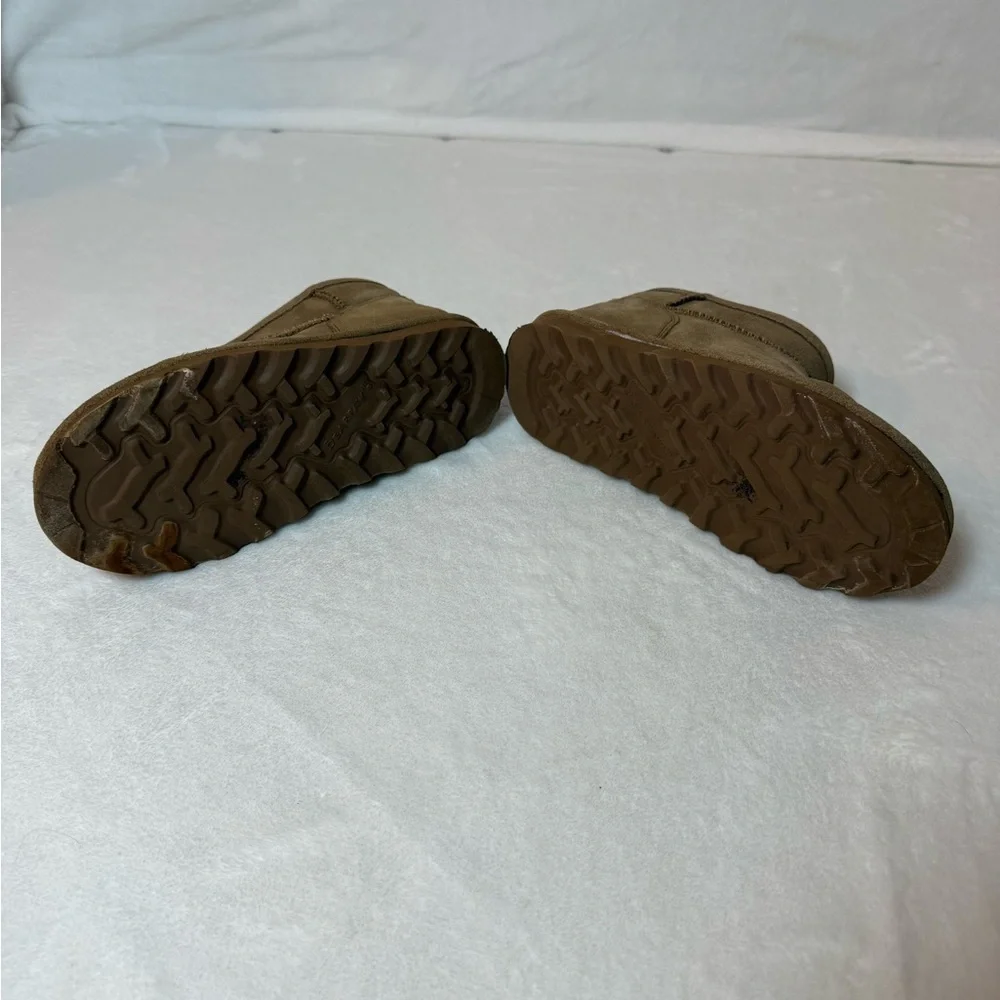 Bear paw Brown Suede Ankle Boots with Shearling Lining